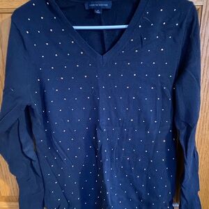 Tommy Hilfiger Black V-Neck Sweater with Studs